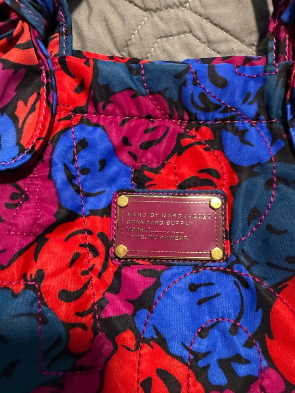 Marc by Marc Jacobs Quilted Floral Tote in Red, Purple, Blue, Black - Picture 5 of 5